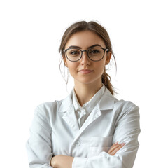 woman scientist portrait isolated on transparent background