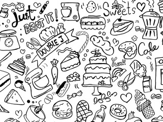 doodle food seamless pattern
