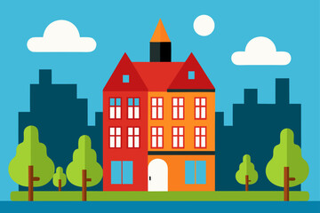 Obraz premium An Outdoor Scene With Amsterdam House Illustration
