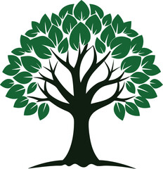 Walnut tree vector silhouette on white background 