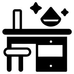 Desk and chair with sparkling clean surface silhouette