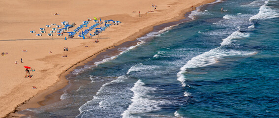 Spain. Beach seaside resort Benidorm. Travel and tourism in the paradise Spanish cities	
