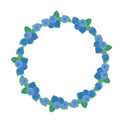 Blueberry frame. Vector seamless pattern in flat style with berries. Cute botanical illustration