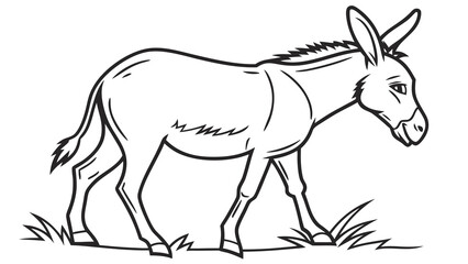 vector line art of a donkey