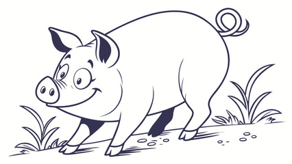 vector artwork of a pig in simple flat colora