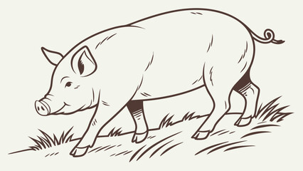 vector artwork of a pig in simple flat colors