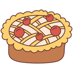 Delicious cherry pie vector illustration with a lattice crust and bright red cherries