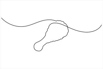 Obraz premium Fried chicken drumstick continuous one line drawing of white background with minimalist outline style