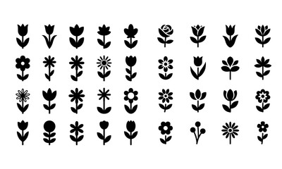 A vector set of seamless black and white floral design elements, ideal for elegant patterns, vintage ornaments, or nature-inspired tattoo illustrations