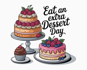 Colorful Dessert Variety for Eat an Extra Dessert Day Celebration.