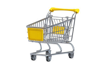 Empty shopping cart isolated on black background