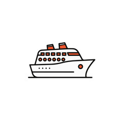 Obraz premium A stylized depiction of a modern cruise ship sailing across the ocean.