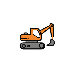 Naklejka premium Orange excavator on white background. 
