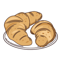 Two freshly baked croissants on a plate