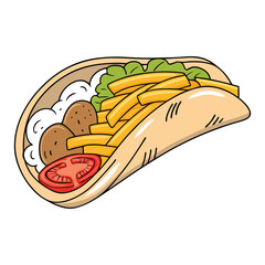 Delicious Gyro with Fries, Tomatoes, and Sauce