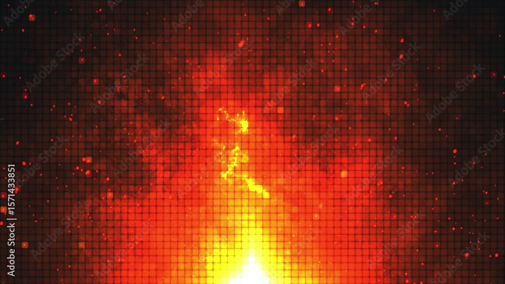 Poster a dynamic, intense and powerful abstract fire explosion featuring fiery orange tones on an intricate
