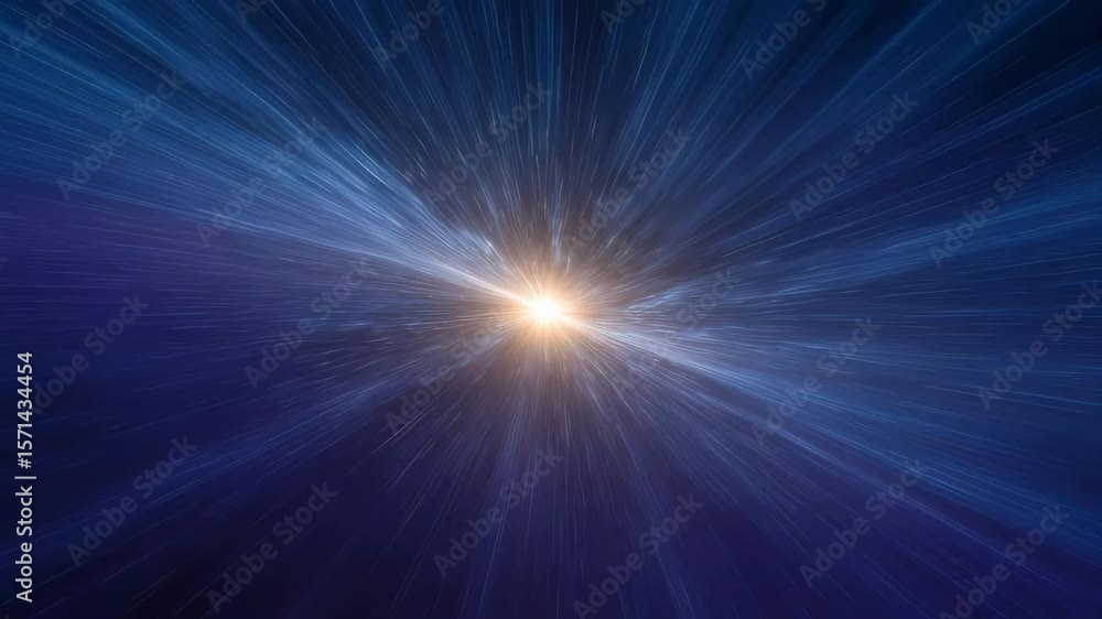 Poster streaks of light and stars creating a mesmerizing visualization of light speed travel through the va
