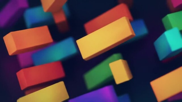 Abstract bright block rectangle shape background. 3d looped seamless footage