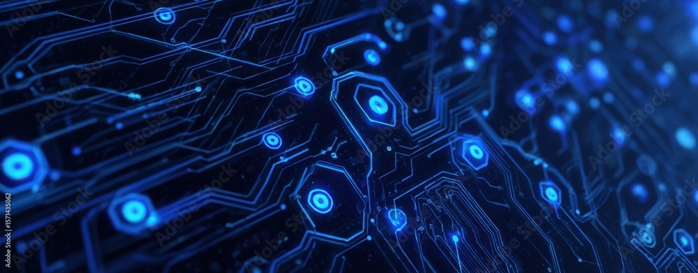 Aufkleber the intricate blue circuit design showcasing advanced technology and data connectivity.