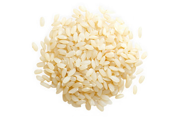 Obraz premium Pile of arborio rice isolated on transparent background