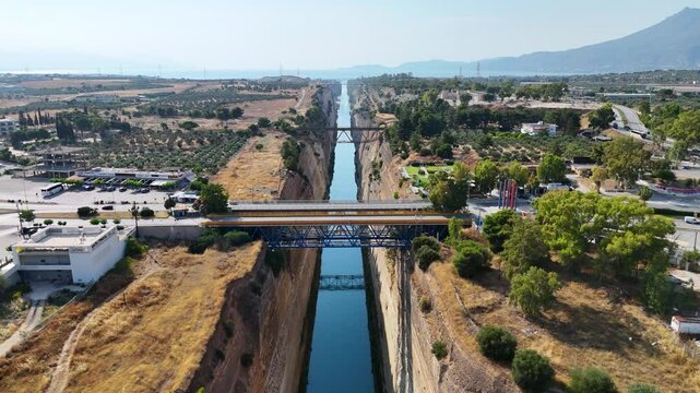 Corinth Canal aerial view in Greece