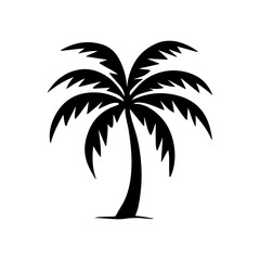 Black Silhouette of Tropical Palm Tree &ndash; Isolated Vector Illustration
