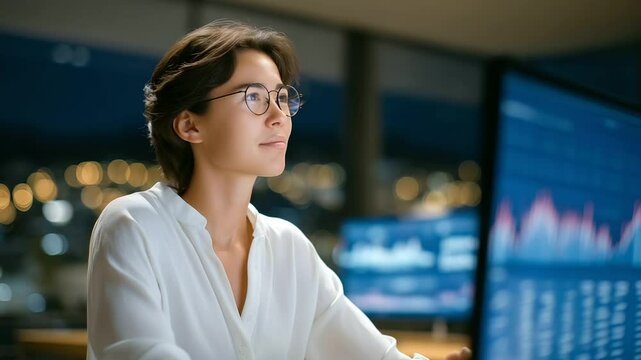 Engineer Monitoring Latency in High-Tech Office Environment