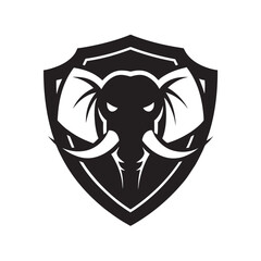 Elephant Head In Shield Frame