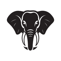 Elephant With Big Tusks Silhouette