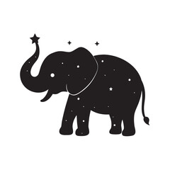 Elephant Silhouette With Scattered Stars
