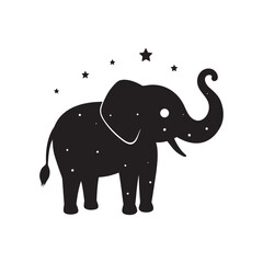 Shining Starry Elephant Silhouette Design