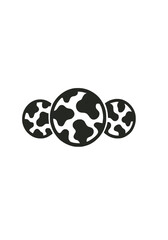 Stylized Earth Globe Icons with Organic Pattern in Black Silhouette Representing Ecology, Sustainability, and Global Unity Concepts