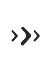 Black Forward Arrows Icon Set on White Background Representing Progress, Navigation, and Motion in Minimalist Vector Design
