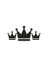 Vector Icon Set of Three Crowns in Black Silhouette Representing Royalty, Luxury and Leadership on White Background