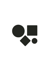 Minimal Vector Set of Basic Geometric Shapes Including Circle, Square, and Diamond in Black on White Background