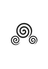 Abstract Spiral Swirl Icon Set in Black on White Background Representing Hypnosis, Motion, and Creativity in Minimal Style