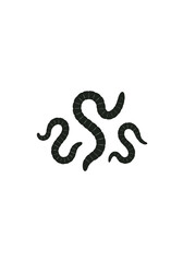 Minimalist Silhouette of Wriggling Worms in Black on White Background Symbolizing Nature, Soil, and Decomposition Concepts