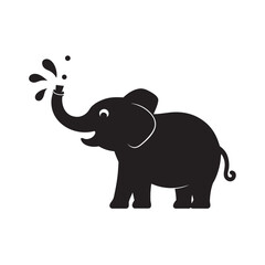 Elephant Spraying Water From Trunk