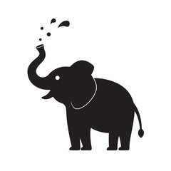 Playful Elephant Splashing Water Silhouette