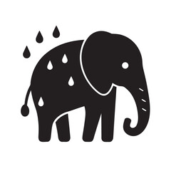 Elephant Standing Under Falling Rain