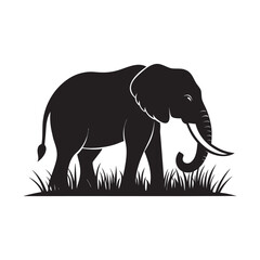 Elephant In Tall Grass Walking