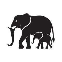 Elephant Mother Protecting Her Calf