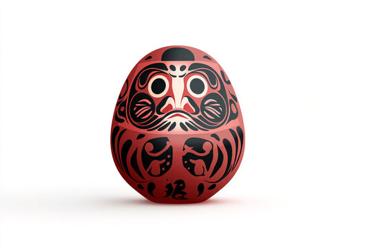A vector illustration of a Japanese daruma doll with symbolic patterns