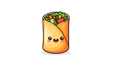 Obraz premium Adorable Cartoon Burrito Illustration Cute Food Character Design