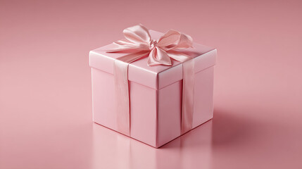 Pink gift box with ribbon bow present for birthday valentine's day celebration