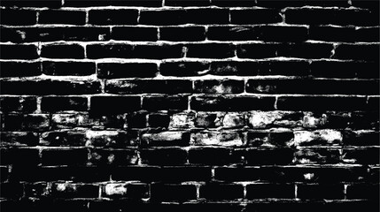A high contrast black and white image of a brick wall with visible mortar and aged appearance