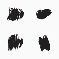 Black paint brush strokes set.