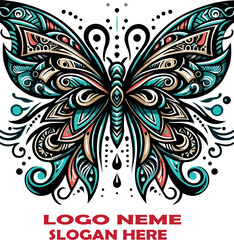 Tribal butterfly tattoo vector white background .