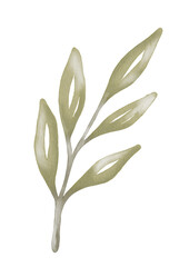 Delicate leaf motifs on a white background in a watercolor pattern for textiles