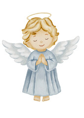 Cute watercolor angel pattern ideal for textile and wrapping paper designs